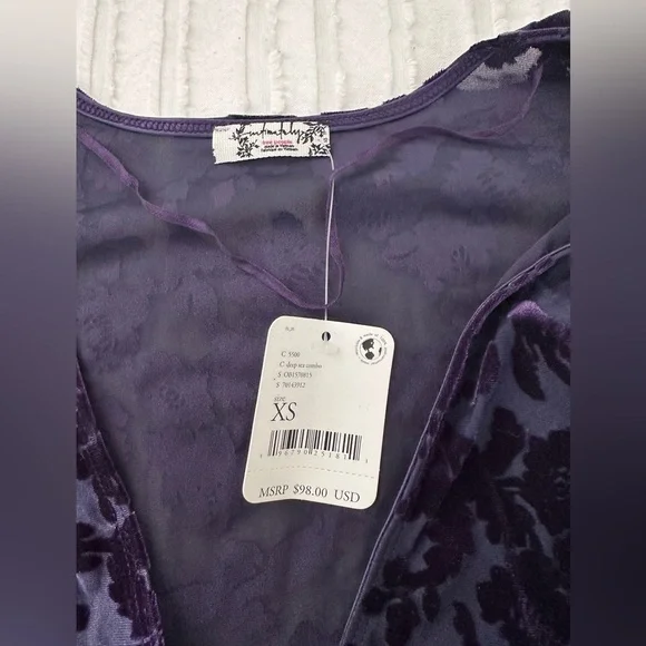 NWT Free People Magic Hour Velvet Bodysuit (Color Deep Sea Combo) Size XS - Picture 5 of 7